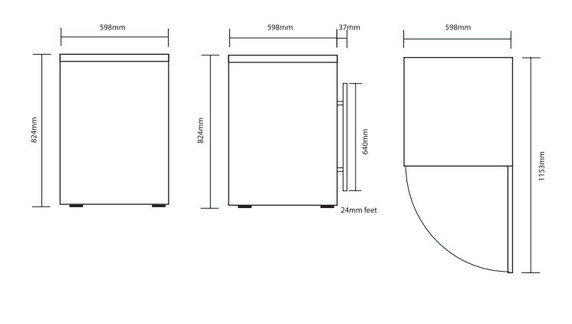 UBC0140GD -NR Underbench Display Fridge 138 L Single Glass Door - Hinged Door