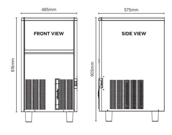 IM0064HSC-HE Output Up To: 63kg Bromic Self-Contained Hollow Ice Machine