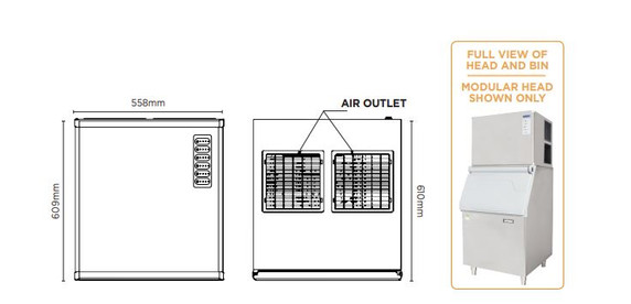 Bromic Modular Ice Machine (Head Only) – Half Dice – 160kg/24h