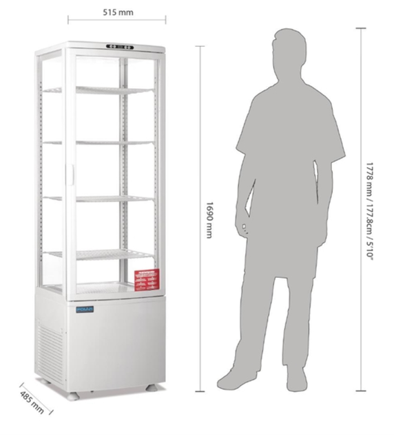 Polar CB509-A C-Series Curved Door Display Fridge White 235Ltr