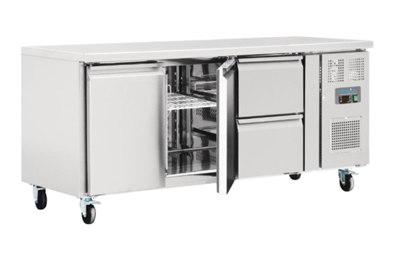 Polar GD874-A U-Series 2 Door and 2 Drawer Counter Fridge 417Ltr