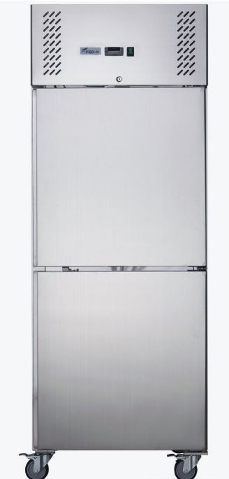 FED-X XURF650S1V Split 2-Door Stainless Steel Upright Commercial Storage Freezer (650L)