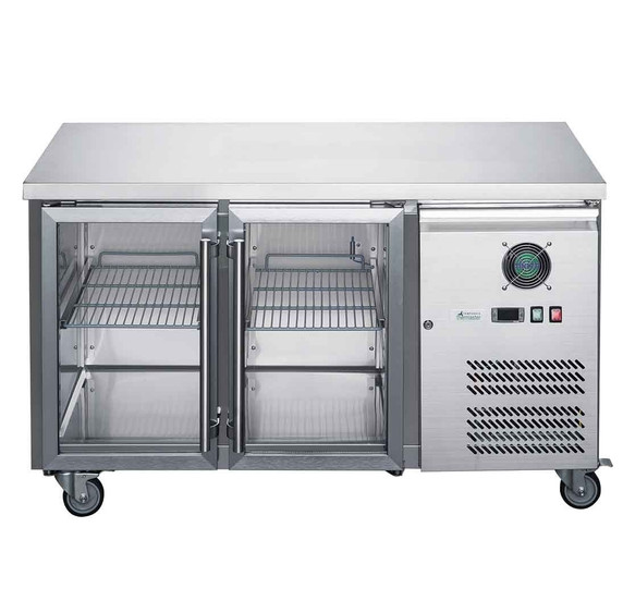 XUB7C13G2V FED-X Two Glass Door Bench Fridge Net Capacity 282Ltr 1360mm Width