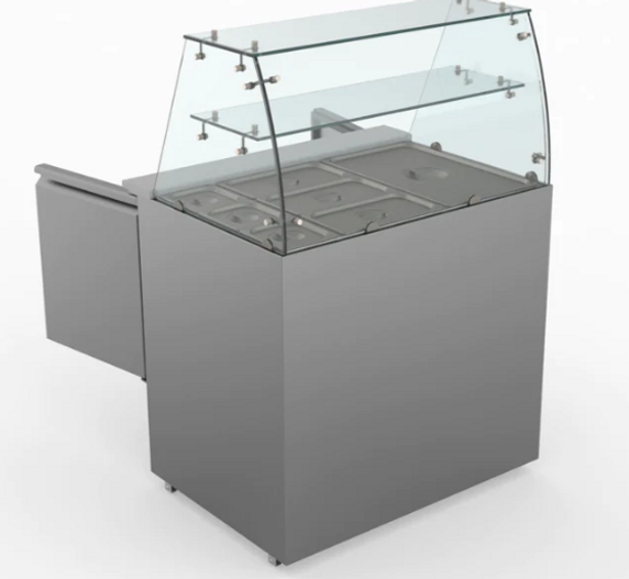 FED-X Two Door Salad Prep Fridge with Square Glass Top - XS900GC FED-X Two Door Salad Prep Fridge with Square Glass Top - XS900GC