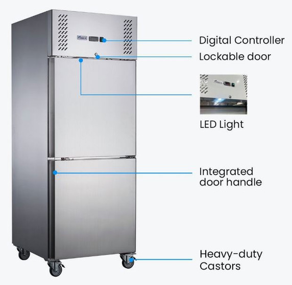 FED-X XURF600S1V 618L Split Door Upright Stainless Steel Commercial Storage Freezer