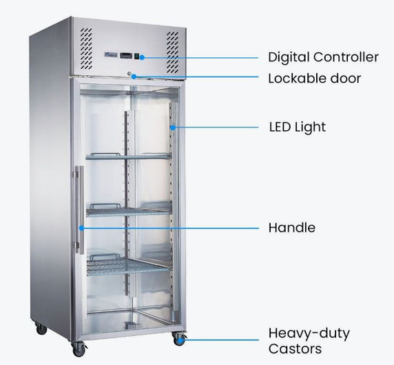 FED-X S/S Full Glass Door Upright Fridge - XURC600G1V