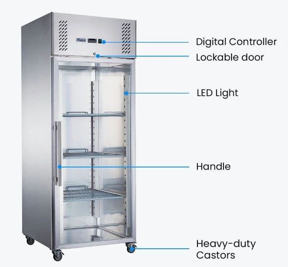 FED-X XURC600G1V Single Glass Door Upright Fridge 618L | 10A Display