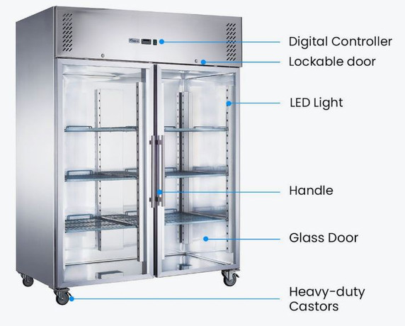FED-X S/S Two Full Glass Door Upright Fridge - XURC1200G2V