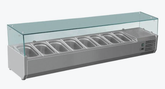 FED-X XVRX1800/380 Flat Glass Countertop Salad Bench (8 x 1/3 GN Pan Capacity)