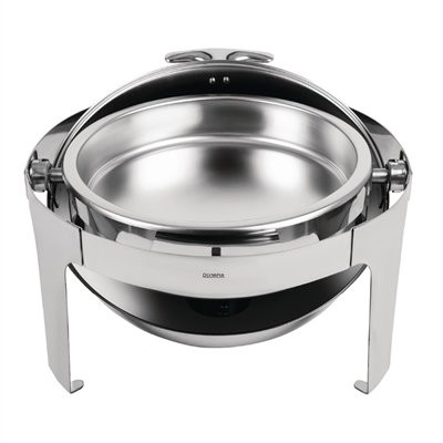 Olympia U009 Paris Commercial Stainless Steel Round Roll-Top Chafing Dish Set (7.5 Litre Capacity)