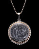 ANCIENT CHRISTIAN ROMAN ANGEL COIN IN 14KT GOLD BEADED PENDANT SETTING  *CPR208