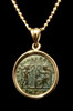 CPR218 - VICTORY ANGELS ANCIENT CHRISTIAN ROMAN COIN IN 14KY PENDANT SETTING