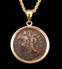 CPR217 - ANCIENT CHRISTIAN ROMAN ANGEL CROWNING SOLDIER COIN IN 14KY PENDANT SETTING