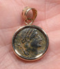 "GLORY OF THE ROMANS" ANCIENT ROMAN VALENTINIAN COIN PENDANT IN 14K GOLD  *CPR228