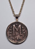 ANCIENT BYZANTINE JUSTINIAN I CHRISTIAN 'M' FOLLIS COIN NECKLACE PENDANT IN 14K GOLD  *CPB035X