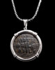 ROMAN BYZANTINE JESUS CHRIST KING OF KINGS ANCIENT FOLLIS COIN PENDANT IN STERLING SILVER  *CPB037X