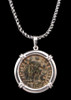 ANCIENT ROMAN VIRTUE OF THE MILITARY CONSTANTINE II COIN JEWELRY PENDANT IN STERLING SILVER  *CPR257