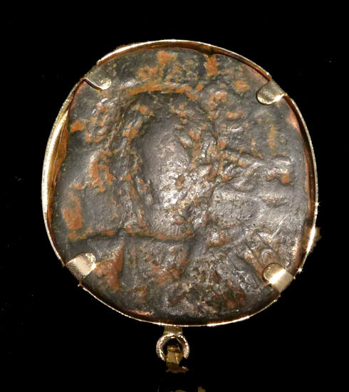 ANCIENT CHRISTIAN JESUS COIN PENDANT BYZANTINE