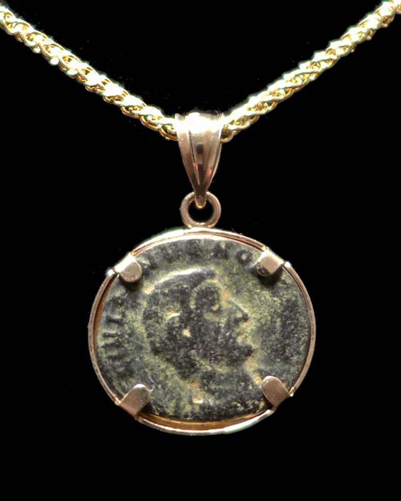 ANCIENT ROMAN 'HOPE OF THE REPUBLIC' COIN NECKLACE PENDANT IN 14K GOLD  *CPR248