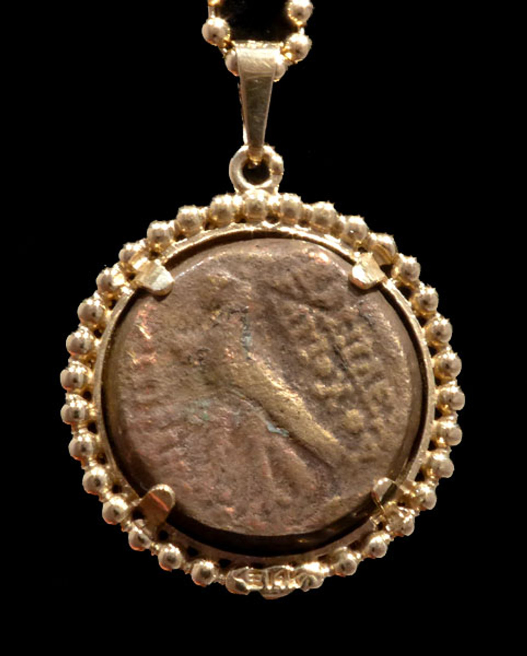 BEAUTIFUL ANCIENT HELLENISTIC GREEK COIN PENDANT OF SELEUCID EMPIRE IN 14K GOLD  *CPG204