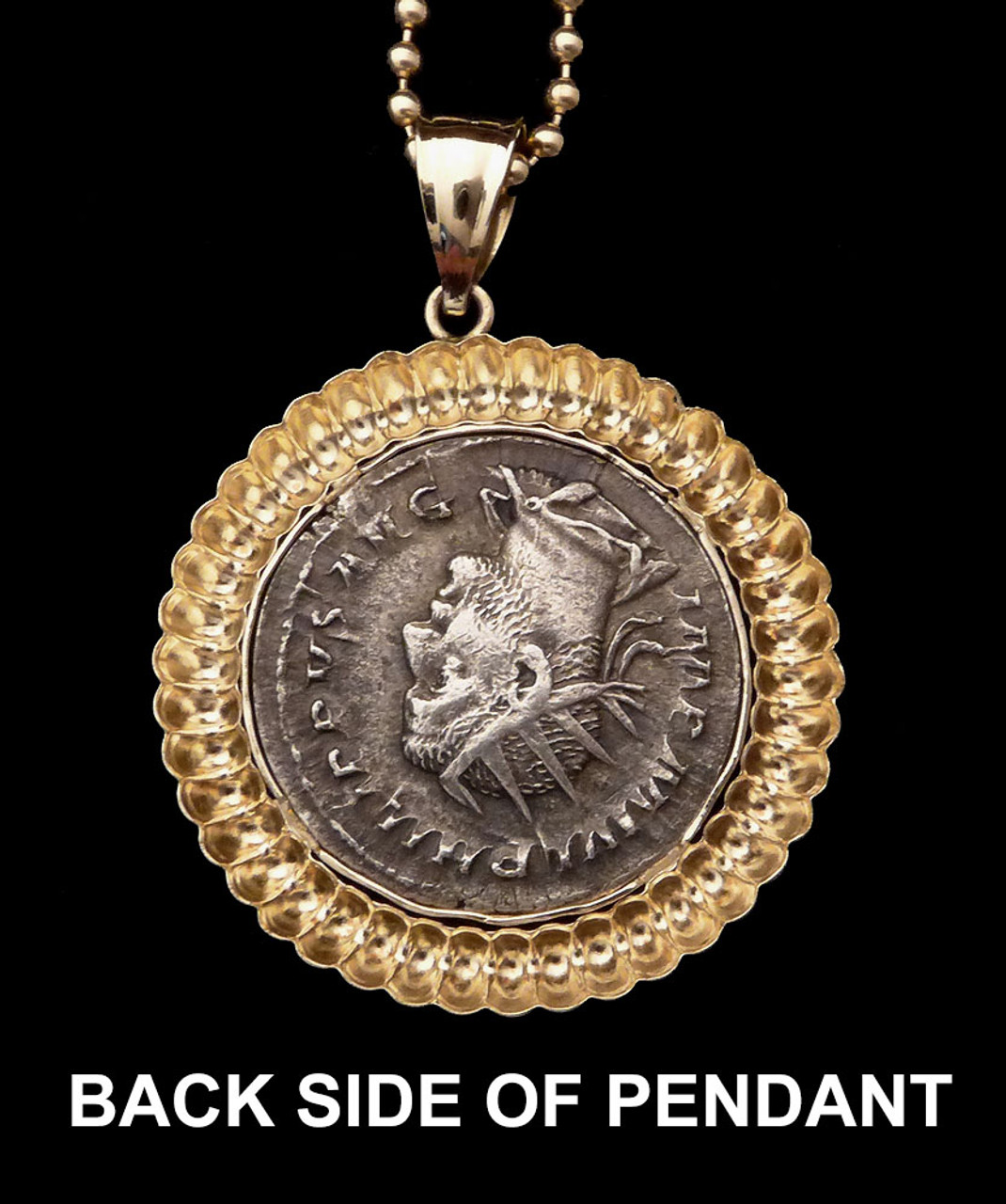 ANCIENT ROMAN FELICITAS BLESSED HAPPINESS GODDESS SILVER COIN PENDANT IN 14KT GOLD  *CPR228X