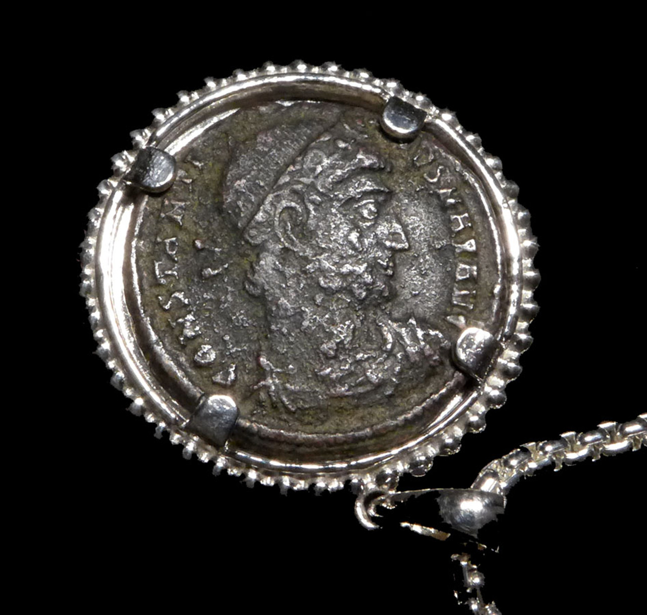 "THE GLORY OF THE ARMY" ANCIENT CHRISTIAN ROMAN CONSTANTINE COIN PENDANT IN STERLING SILVER  *CPR239