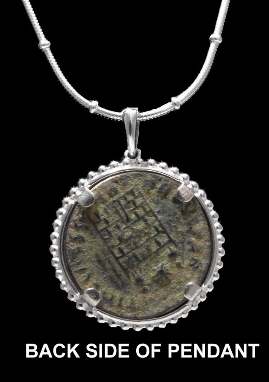 ANCIENT CHRISTIAN ROMAN EMPEROR CONSTANTINE II COIN PENDANT IN STERLING  SILVER *CPR243