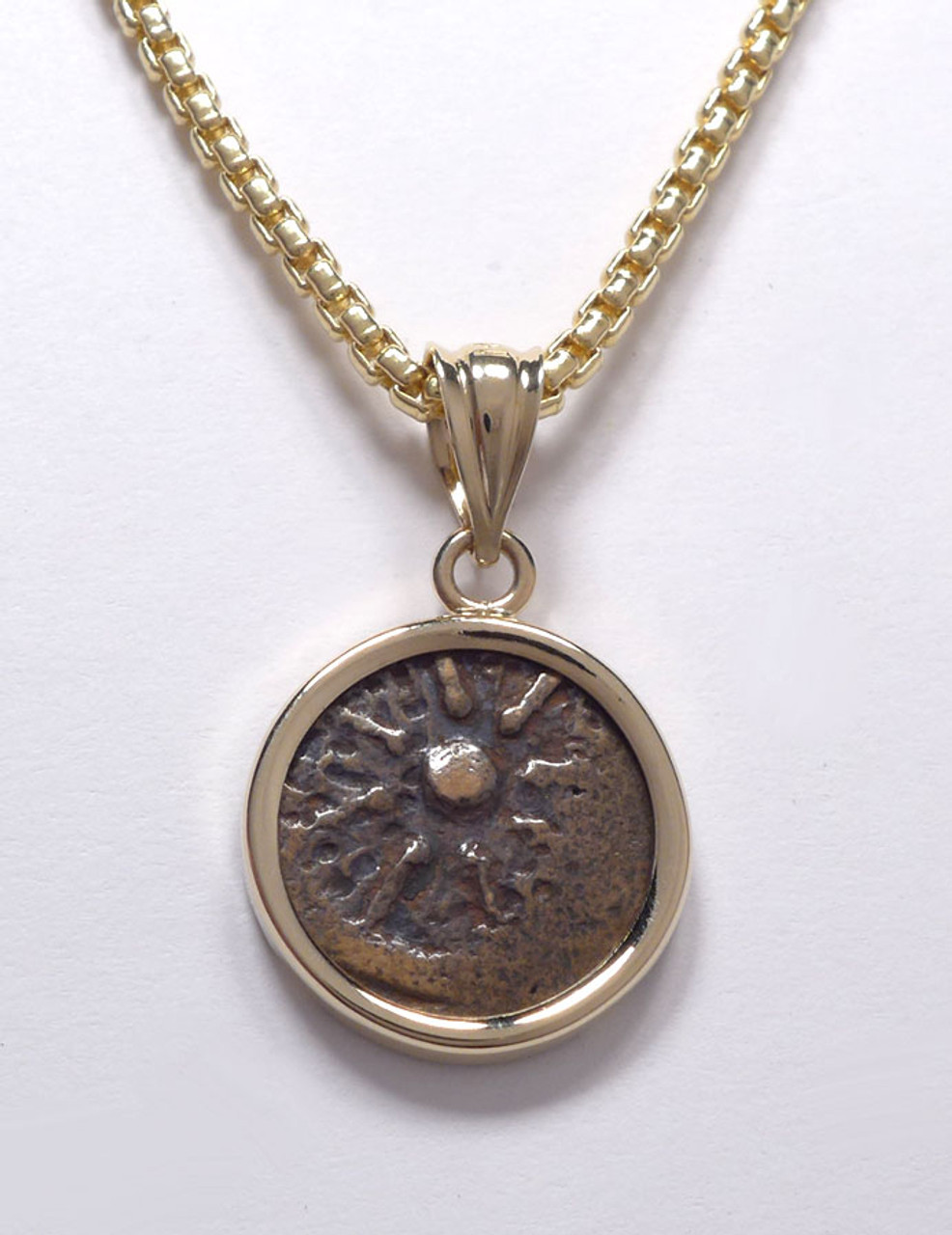 FINEST WIDOWS MITE COIN NECKLACE PENDANT IN 14KT GOLD SETTING  *CPW02