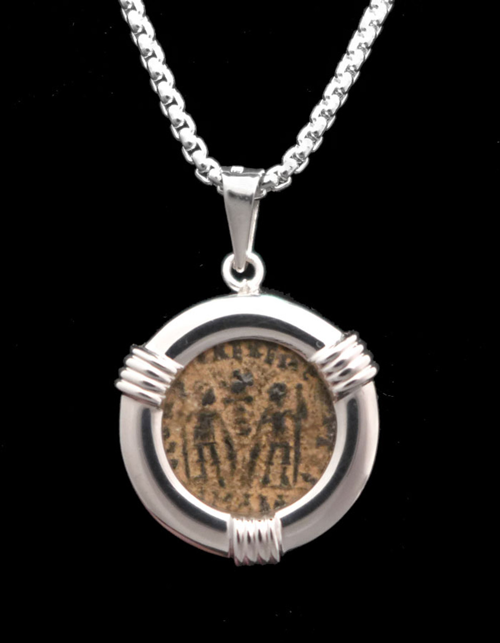 "THE GLORY OF THE ARMY" ANCIENT ROMAN CONSTANTINE COIN PENDANT IN STERLING SILVER  *CPR256