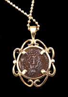 WIDOWS MITE COIN PENDANT IN 14KT GOLD SCROLL SETTING  *CB03
