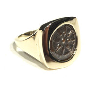 WIDOW'S MITE SQUARE POLISHED COIN RING IN 14K GOLD  *CPBC005