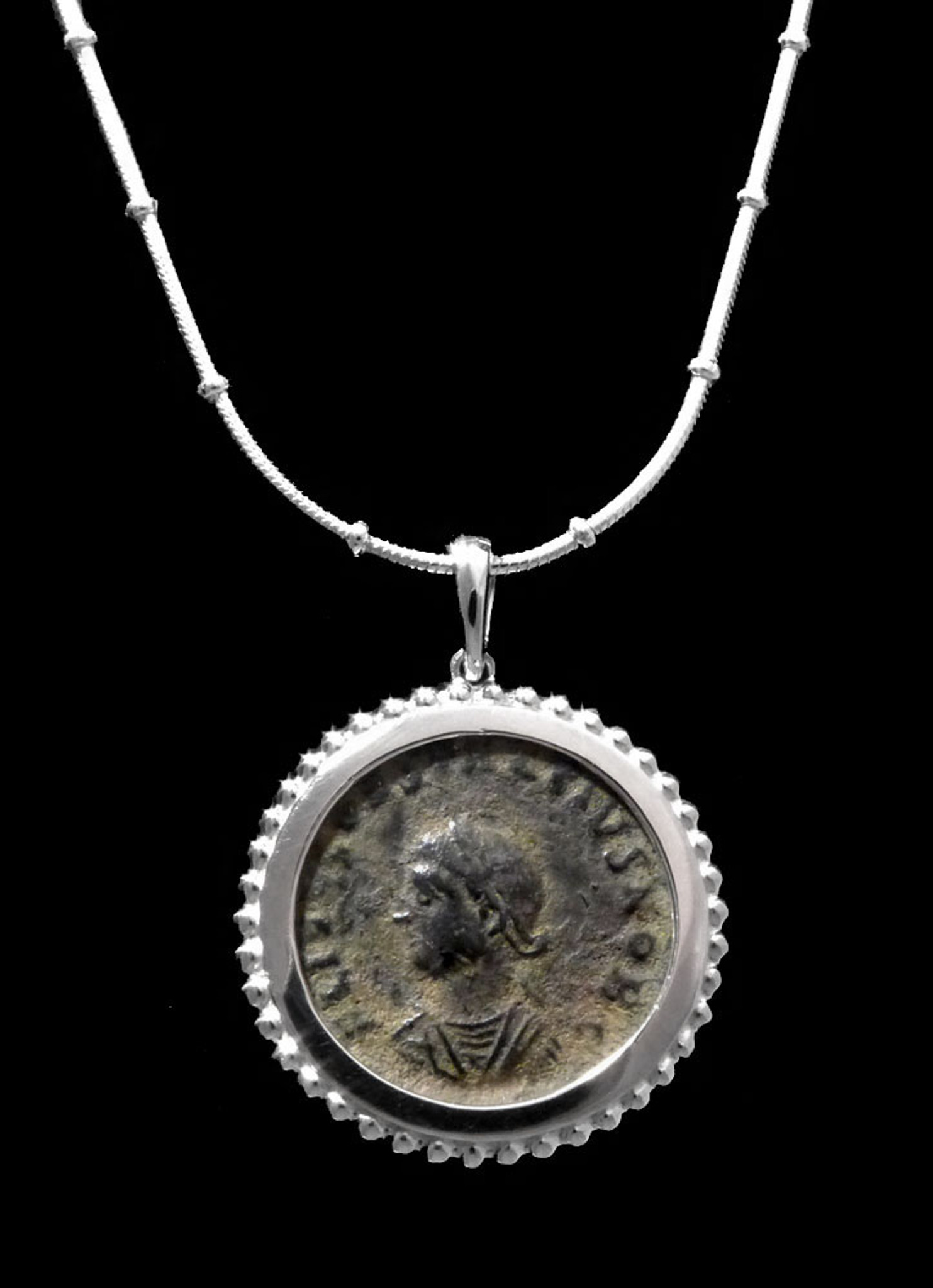 ANCIENT CHRISTIAN ROMAN EMPEROR CONSTANTINE II COIN PENDANT IN
