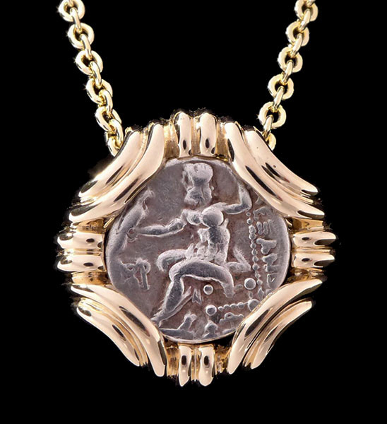 ANCIENT GREEK GORDIAN KNOT PENDANT IN 14K GOLD WITH ALEXANDER THE GREAT ...