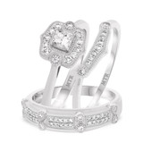 Photo of Yasmine 2/3 ct tw. Diamond Princess Solitaire Trio Set 10K White Gold [BT217W-P023]