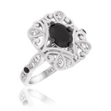 Photo of Fatima 1 1/4 ct tw. Black Diamond (Treated) Oval Solitaire Engagement Ring 10K White Gold [BT220WE-C000]