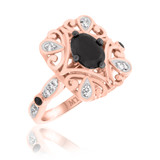 Photo of Fatima 1 1/2 Carat T.W. Black Diamond (Treated) Oval Solitaire Bridal Set 10K Rose Gold [BT220RE-C000]