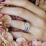 Photo of Dream 1 1/5 ct tw. Lab Grown Diamond Oval Solitaire Bridal Set 10K White Gold [BR1436W-C000]
