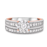 Photo of Blushing 7/8 CT. T.W. Diamond Round Cluster Bridal Set 10K White Gold [BR454W-C000]