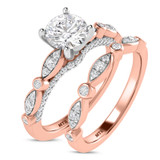 Photo of Effie 1 1/2 ct tw. Lab Grown Diamond Round Solitaire Bridal Set 14K Rose Gold [BR1662R-L095]