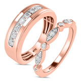 Photo of Effie 2/3 ct tw. Lab Grown Diamond Wedding Band Set 14K Rose Gold [WB1662R]
