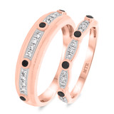 Photo of Fatima 3/8 ct tw. Black Diamond (Treated) Wedding Band Set 10K Rose Gold [WB220R]