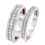 Photo of Forever 7/8 ct tw. Diamond Wedding Band Set 10K White Gold [WB448W]