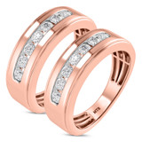 Photo of Effie 1 ct tw. Lab Grown Diamond Same Sex Mens Band Set 14K Rose Gold [WM1662R]