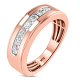 Photo of Effie 1 ct tw. Lab Grown Diamond Same Sex Mens Band Set 14K Rose Gold [BT1662RM]