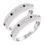 Photo of Fatima 1/2 ct tw. Black Diamond (Treated) Same Sex Mens Band Set 10K White Gold [WM220W]