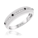 Photo of Fatima 1/2 ct tw. Black Diamond (Treated) Same Sex Mens Band Set 10K White Gold [BT220WM]