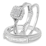 Photo of Margot 1 ct tw. Diamond Fancy Cluster Trio Set 10K White Gold [BT493W-C000]