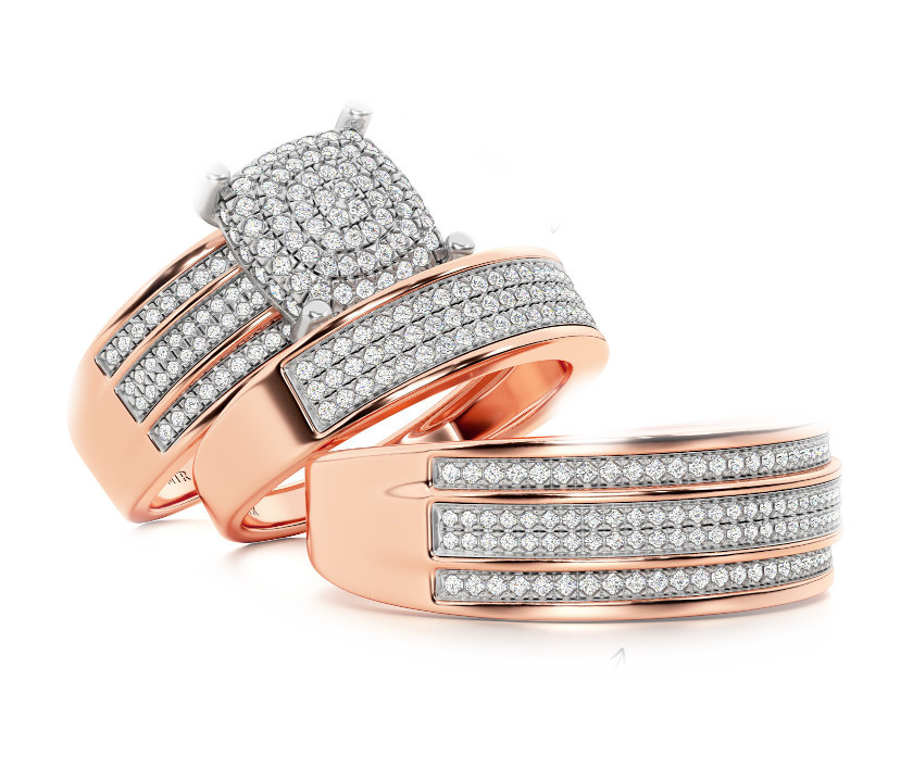 Matching trio ring set