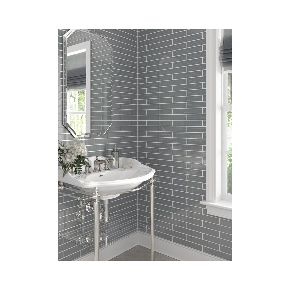 Asea Oceanique Sparkle Grey 2x12 Subway Glass Tile - Box of 7.75 Sq Ft