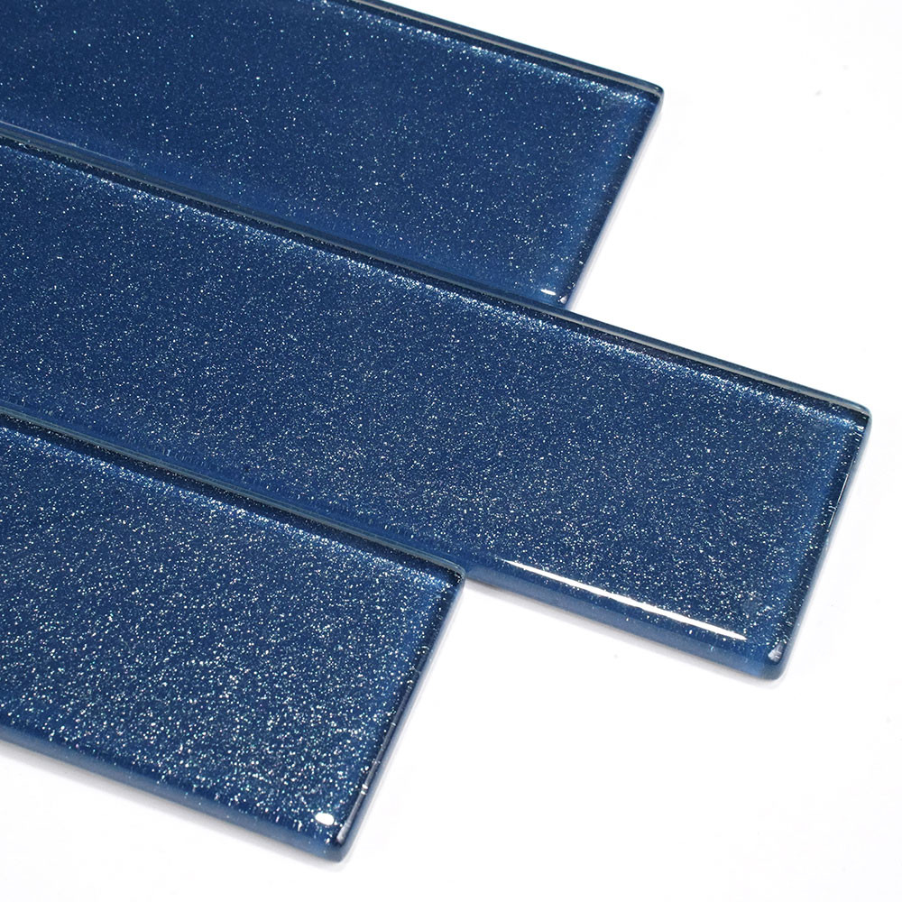 Asea Oceanique Sparkle Navy 2x12 Subway Glass Tile - Box of 7.75 Sq Ft